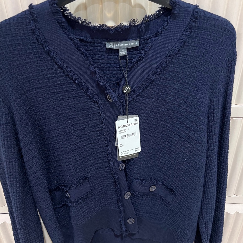 Adrianna Papell Navy Textured Sweater